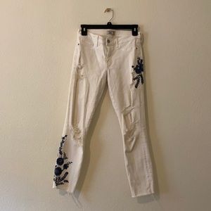 Abercrombie & Fitch White Floral Jeans